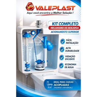 Kit Mecanismo Descarga UNIVERSAL VALEPLAST Botão Caixa de Descarga Banheiro em Oferta na Shopee