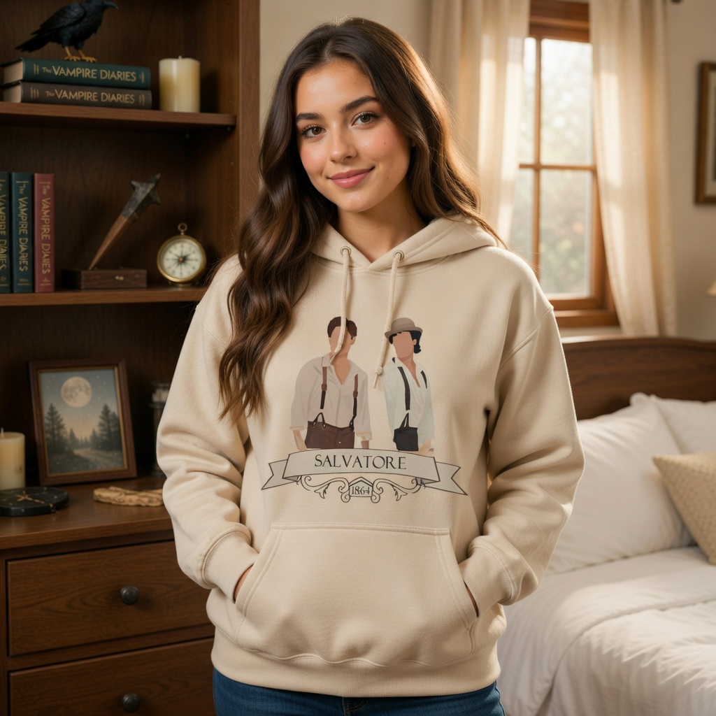 Moletom Canguru Personalizado Com Série Diários de Um Vampiro Stefan , Damon Elena Hello Brother em Oferta na Shopee