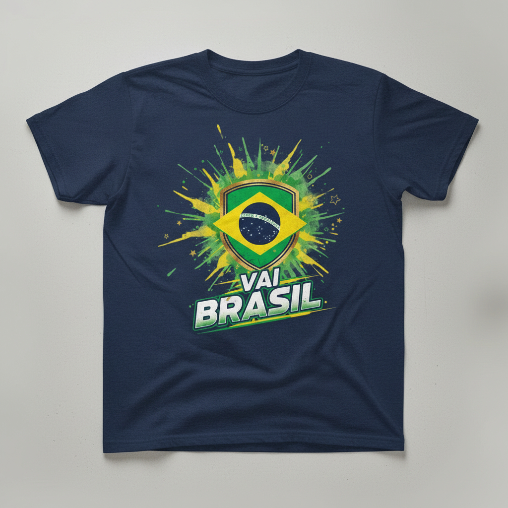 Camiseta Vai Brasil Copa do Mundo Fifa 2026 Torcida Hexa Camisa Masculina Seleção Brasileira Nova