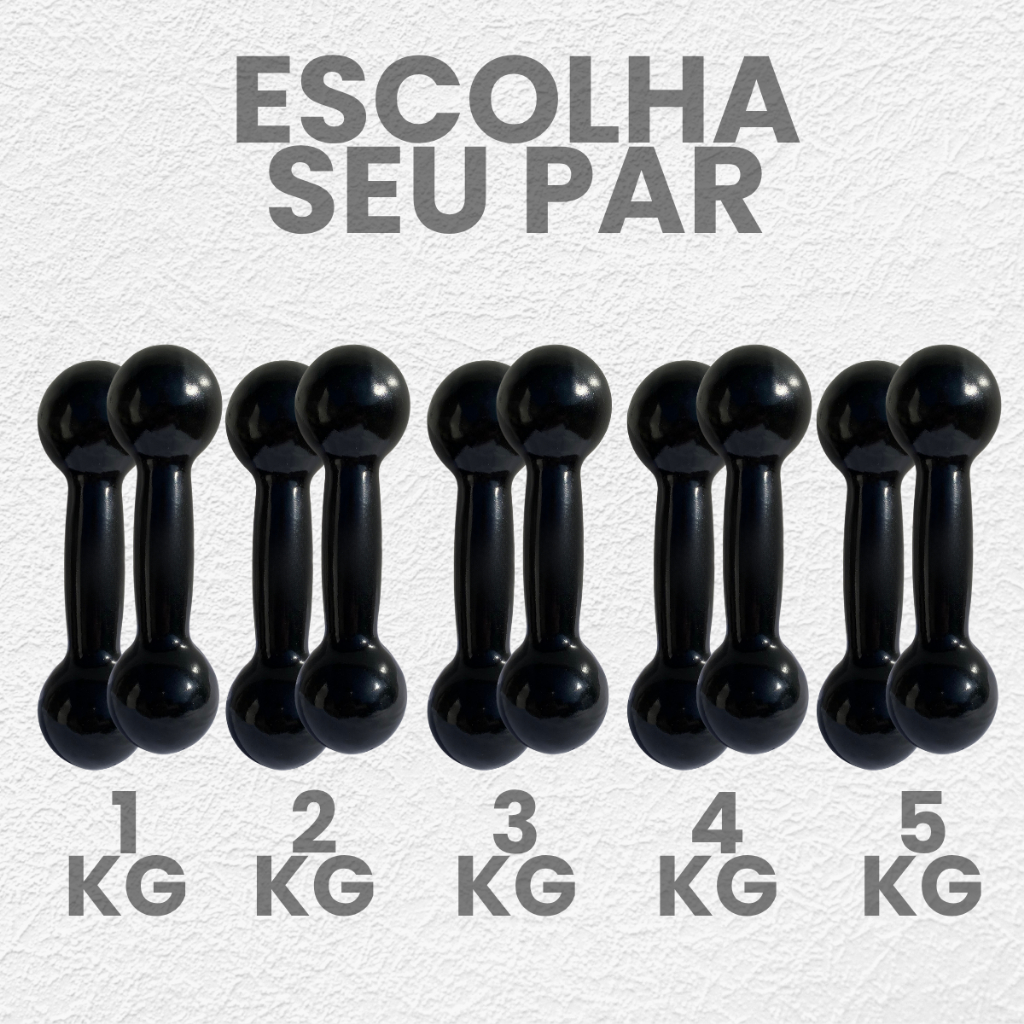 Par de Halter Emborrachado 1kg a 5kg Bola - Peso de  Academia Musculação Pesinho Treino Em Casa Func