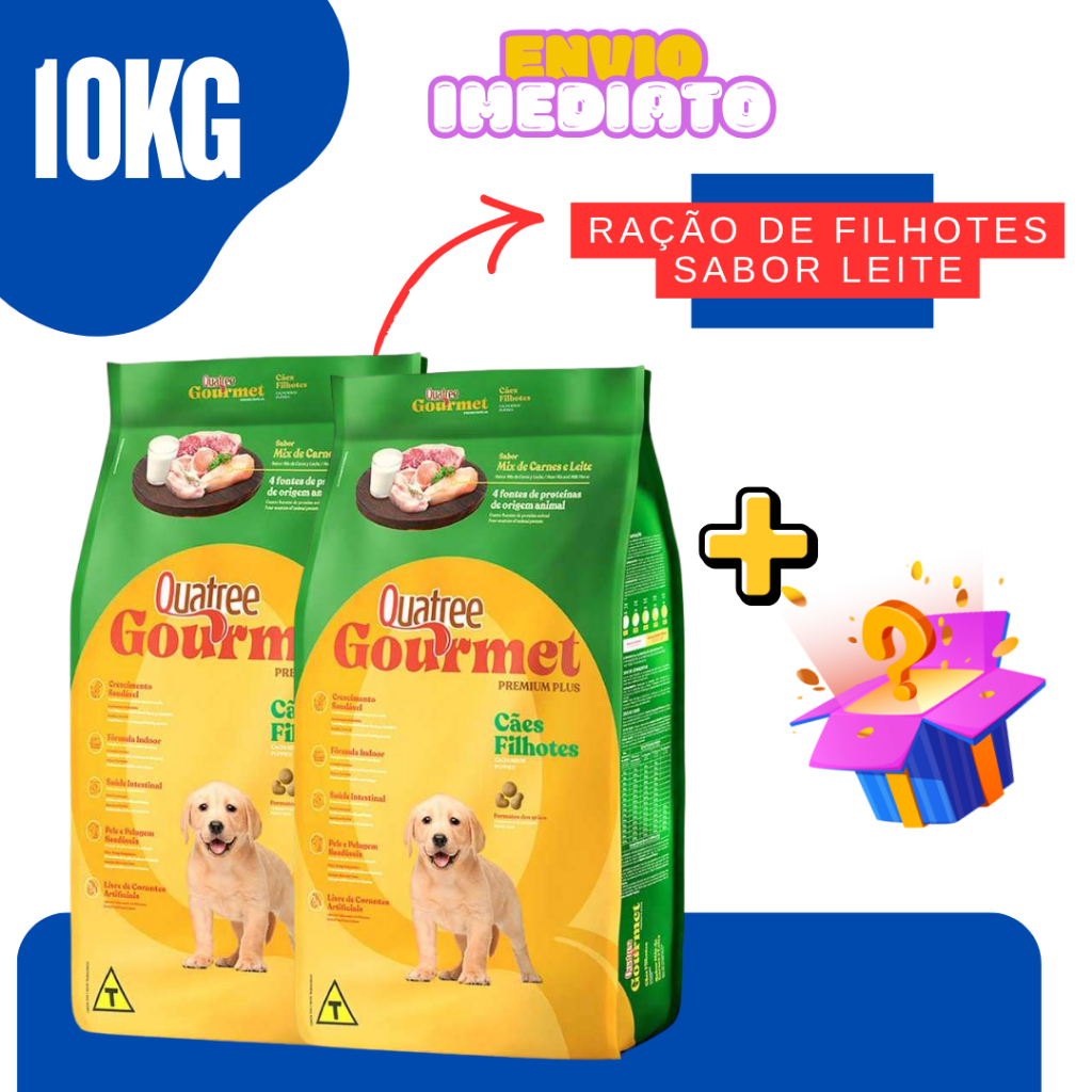 Ração Cães Filhotes Premium Plus 10/20/30kg Oferta do Dia Sabor Mix de Carnes - Envio Imediato