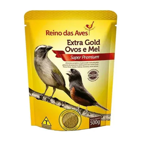 Reino das Aves Extra Gold Ovos e Mel 500g Alimento para Pássaros Nutritivo