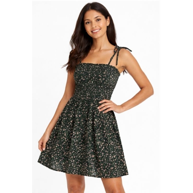 Vestido Floral Curto com Lastex e Alça Ajustável viscolinho Confortável Leve e Perfeito Dia a Dia casual verão fresco