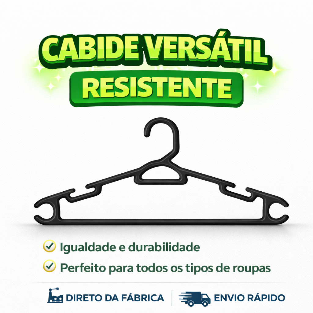 Cabide Adulto Preto Reforçado 38cm - Kit 10 a 100 Unidades - Suporta até 3Kg em Oferta na Shopee