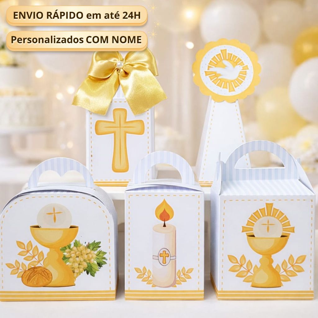Personalizados Primeira Eucaristia Desmontada Caixinha Lembrancinha Kit Festa Comunhão Batizado Batismo