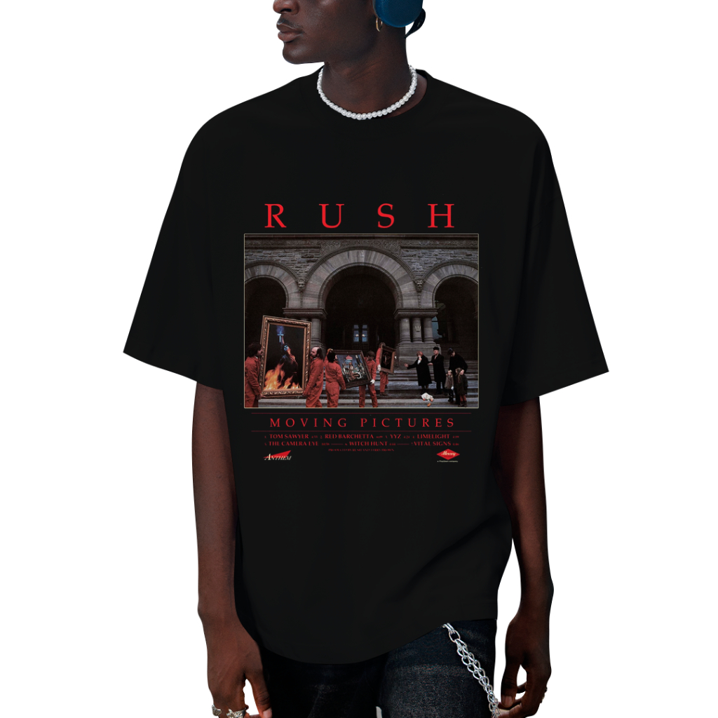 Camiseta Algodão Unissex Banda Rush Moving Pictures Camisa Masculina T-Shirt Feminina