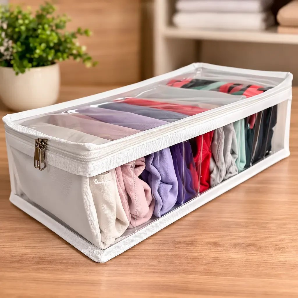 Kit 4 Colmeias Organizadoras Cristal Com Ziper Tam M 06 Divisórias. (Produto nacional)