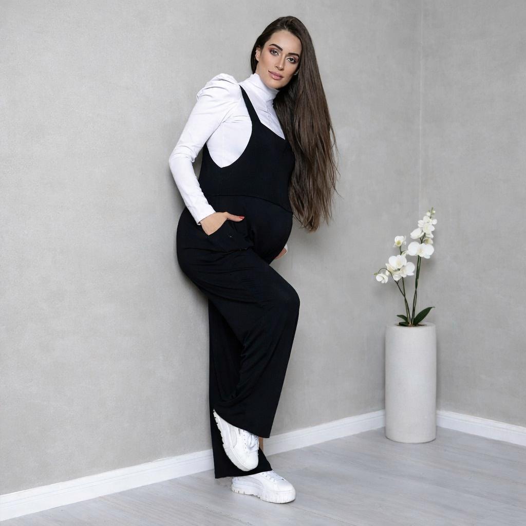 Jardineira moda feminina gestante Macacão longo