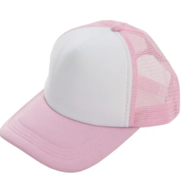 bonés para sublimação com tela e aba branca/ aba preta / aba rosa