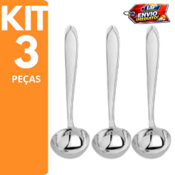 KIT 3 CONCHA DE SOPA FEIJÃO UTENSÍLIO COZINHA RESTAURANTE INOX