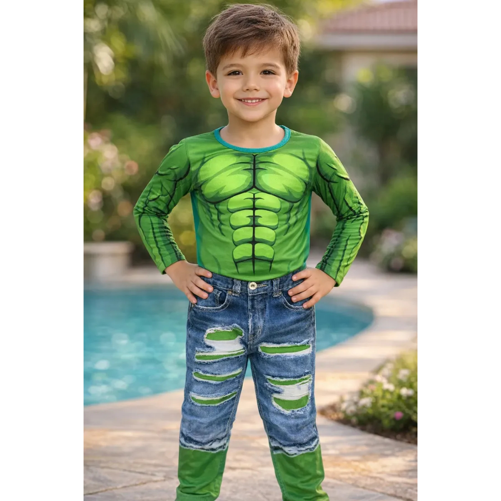 Fantasia Infantil Hulk Longo C/Enchimento Super Heróis