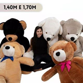 Urso de Pelúcia Gigante Teddy 1,40m e 1,70m Soft Antialérgico com Laço Macio Ursão de Pelúcia