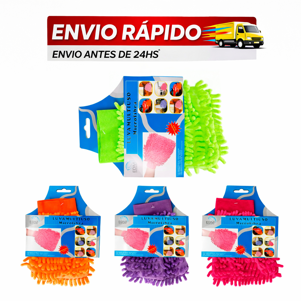 Luva Microfibra Limpeza Multiuso Automotiva Doméstica Não Risca Super Absorvente Polimento Carro