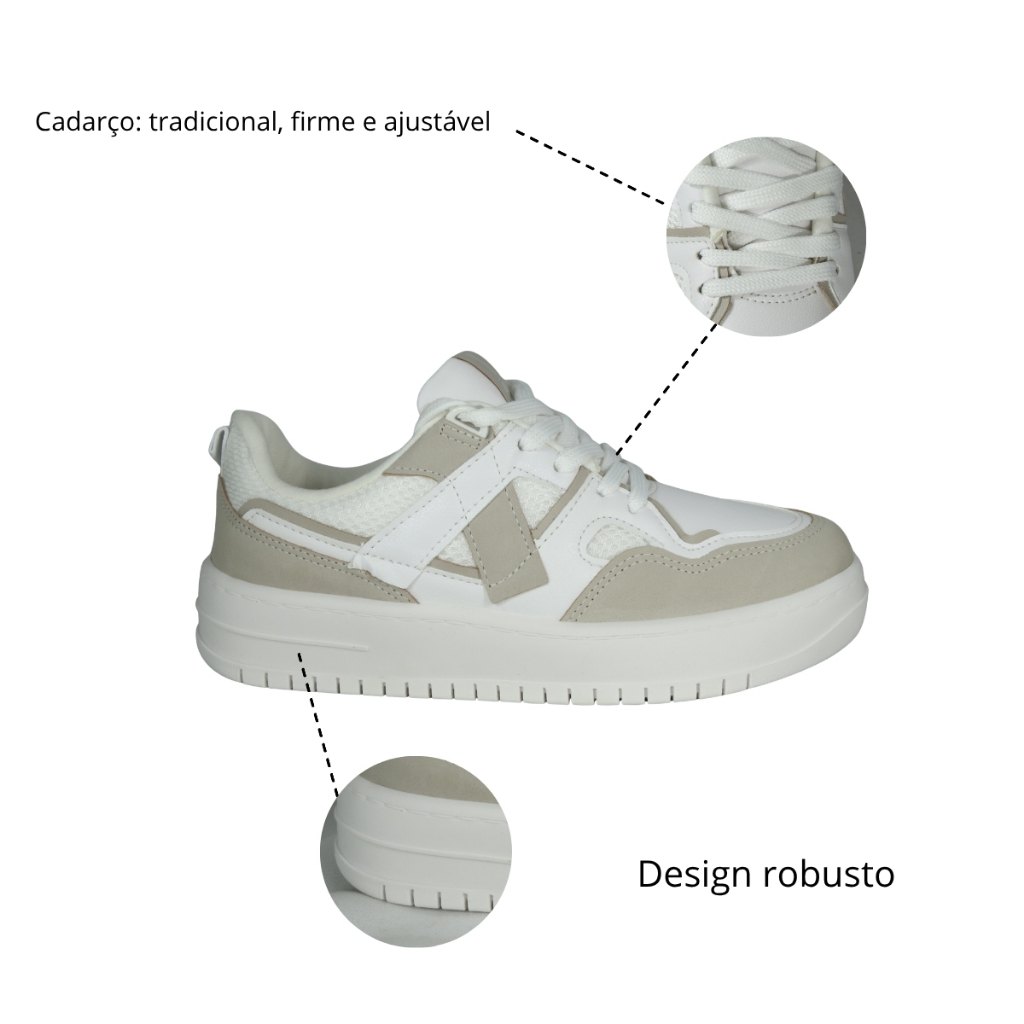 Tênis Feminino Vizzano Plataforma Conforto Máximo Leve Casual Urbano Estiloso Dia a Dia