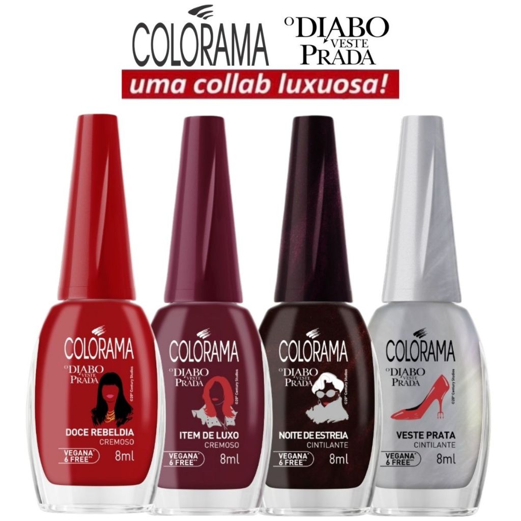 Esmalte Colorama Nova Coleção O Diabo Veste Prada Lançamento Kit 4 Cores Manicure Pedicure em Oferta na Shopee