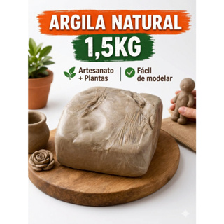 Argila Natural 1,5kg | Perfeita para Artesanato e Vasos | Quanto Mais Leva, Mais Desconto em Oferta na Shopee