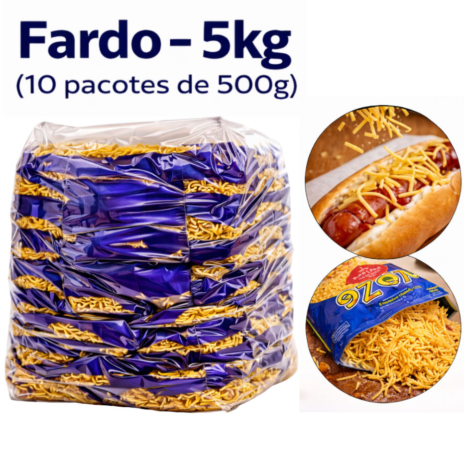 Fardo 5kg 10 Unidades Batata Palha Batatinha Crocante Sequinha Vô Zé para Lanche Hot Dog Strogonoff