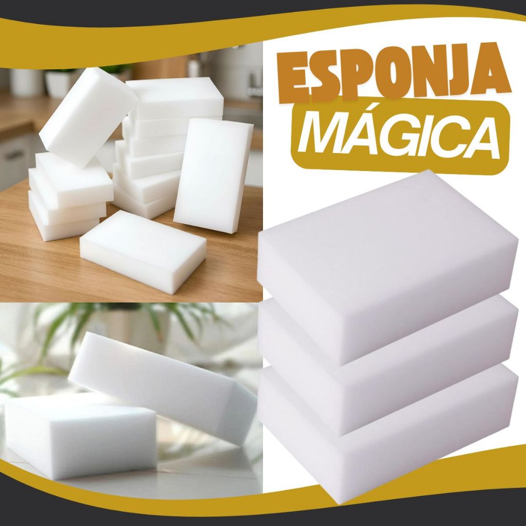 Kit Esponja Mágica 10cmX6cm Bucha Melamina 1/10/20/30/40 Tira Mancha Limpeza Não Risca Buchinha Magica Multiuso