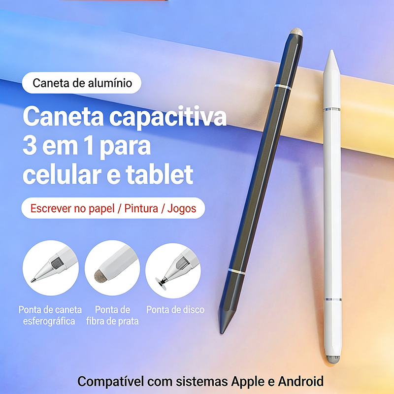 3 EM 1 Caneta Touch Screen Ponta Fina Desenho iPad iPhone Android Alta Precisão Universal Design Grafico-K1