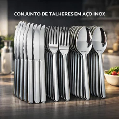 Jogo De Talheres 24 /48 / 72 Peças Aço Inox Facas Garfos De Mesa Colheres E Colheres De Sobremes