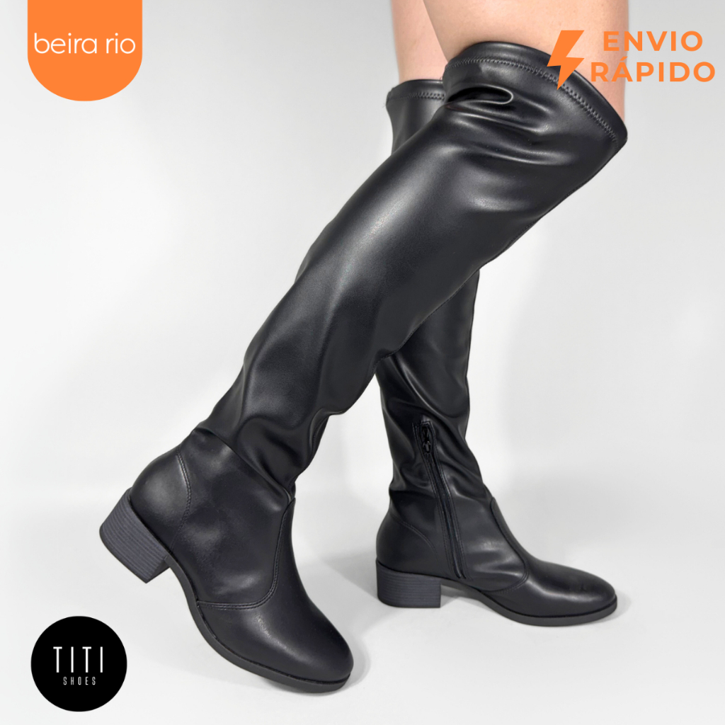Bota Over The Knee Beira Rio Feminina Cano Alto Acima Joelho Montaria Conforto Com Ziper Original