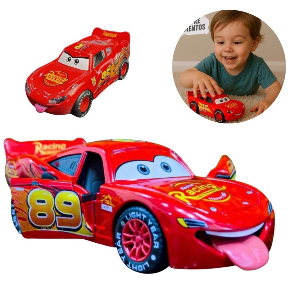 Carrinho de Ferro Relampago MCQUEEN Fricção Brinquedo Abre as Portas Rodas emborrachadas FILME PIXAR CARROS 1