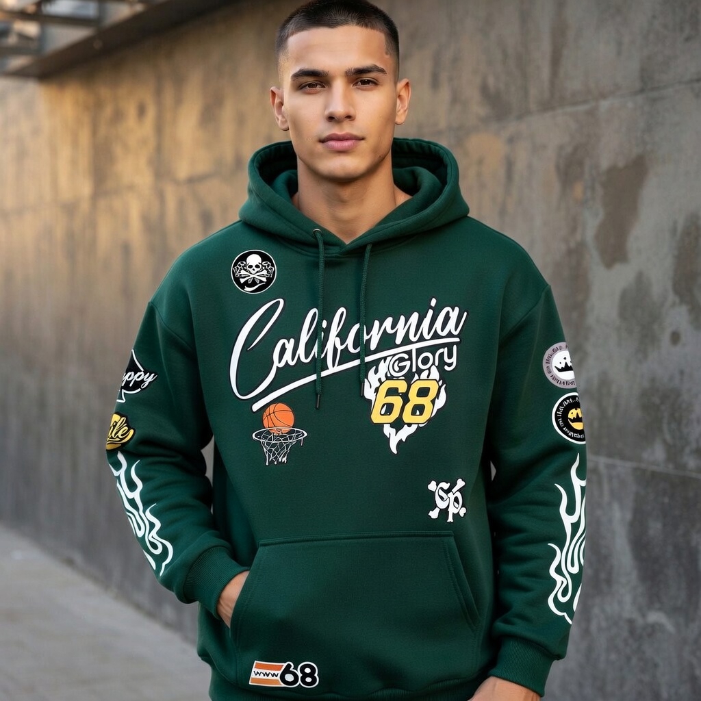 Moletom Canguru Básico com Estampa Gráfica Califórnia Glory 68, Promoção em Oferta na Shopee