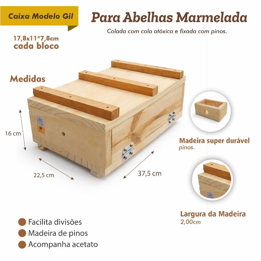 Caixa para Abelha Marmelada – Modelo Padrão Gil (Frieseomelitta)