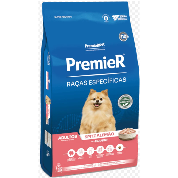 Ração PremieR Pet Cães Adultos Raças Específicas Spitz Alemão Frango 7,5kg