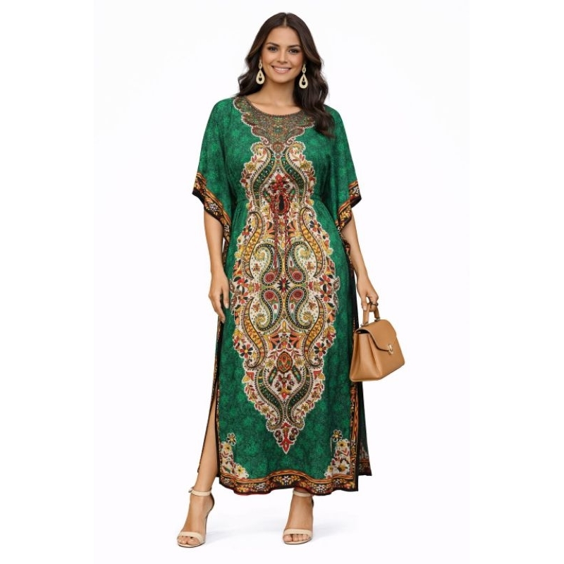 Kaftan Indiana Longa com ajuste na cintura vestido longo