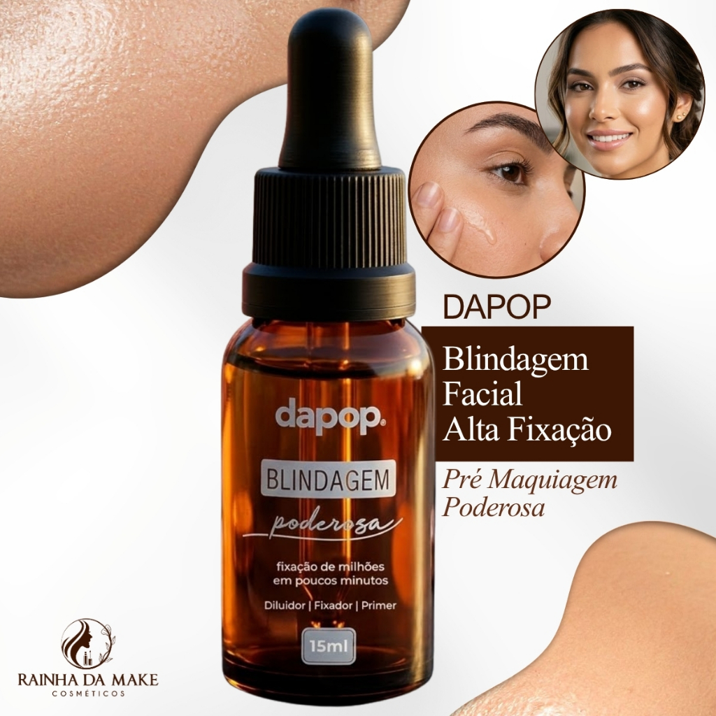 Blindagem Facial Alta Fixação Dapop 15ml Pré Maquiagem À Prova D’Água Make Profissional