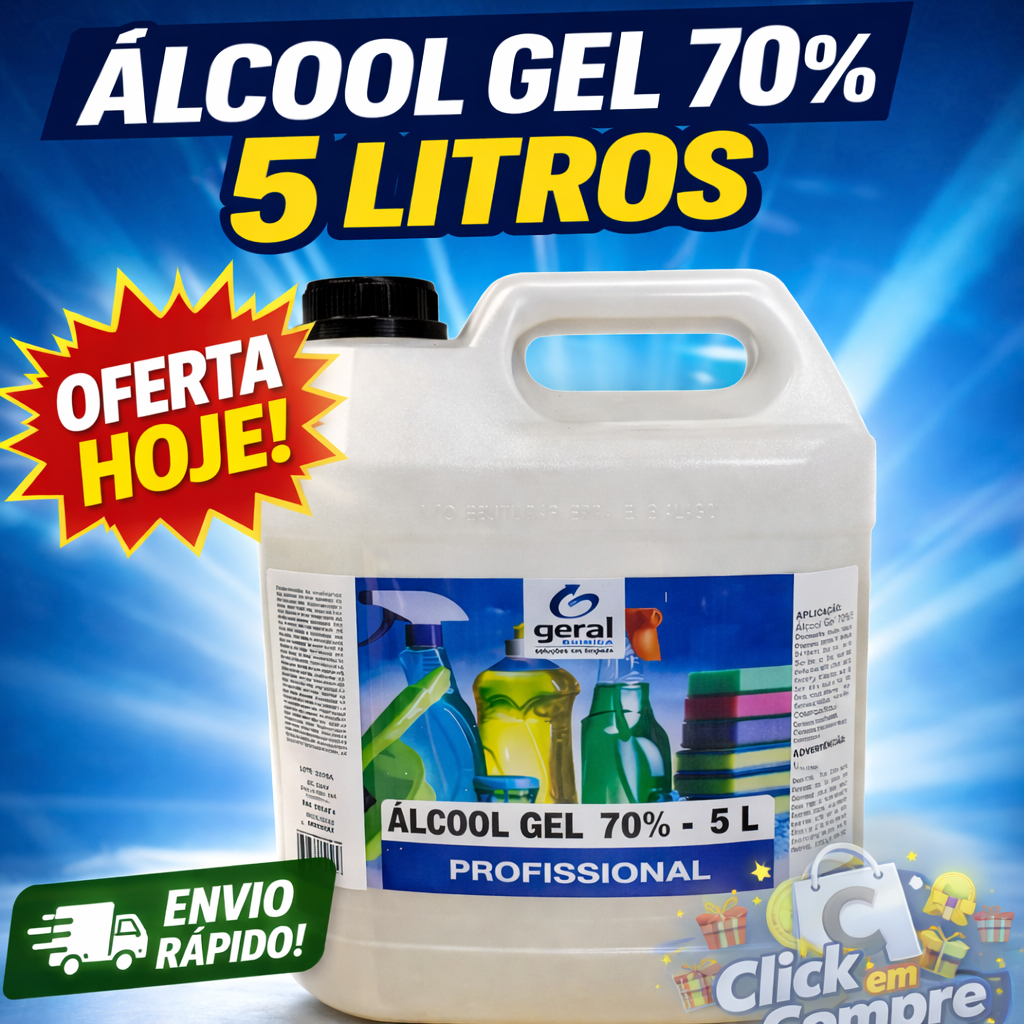 Álcool Gel 70% Profissional 5L – Higienização Eficiente e Segurança!