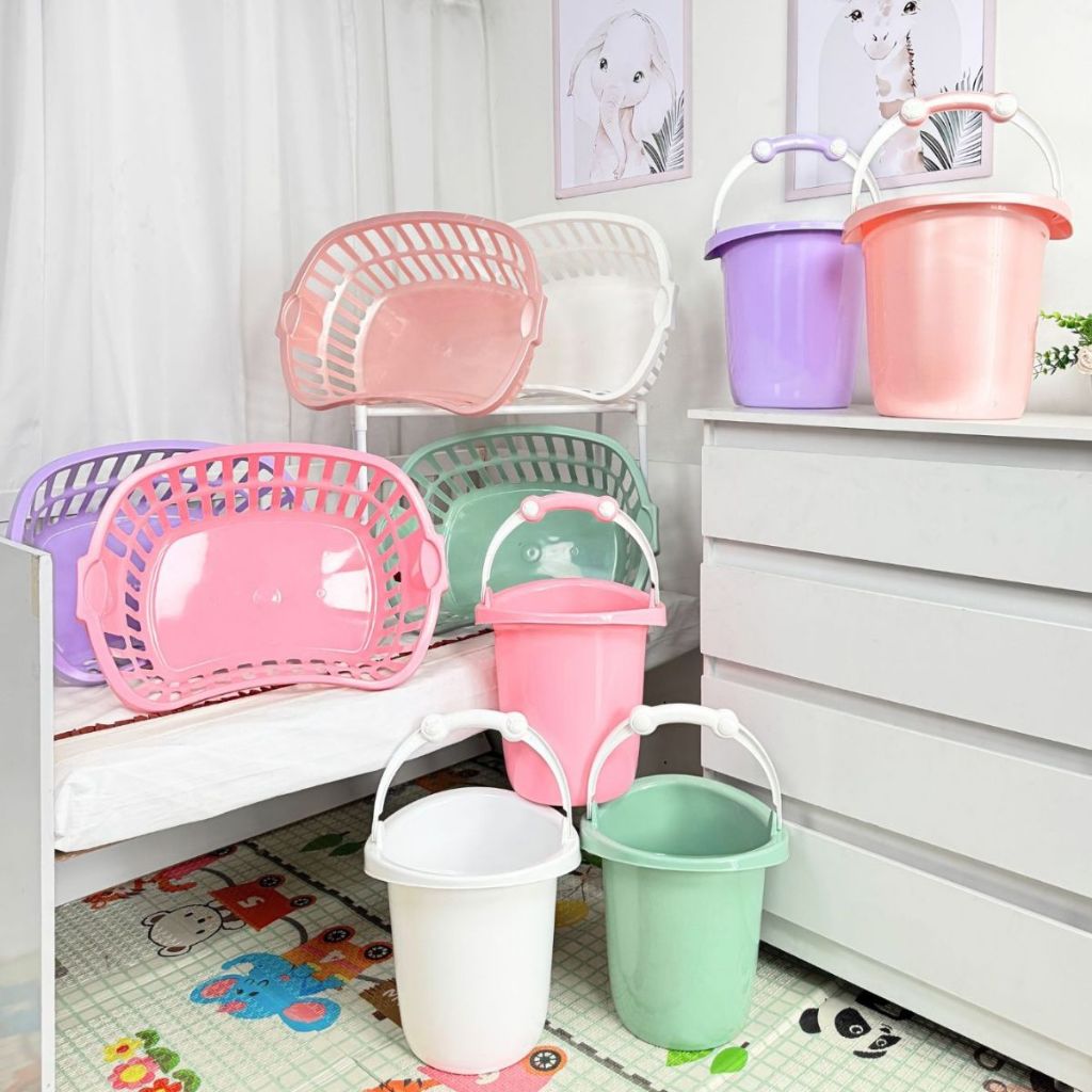Conjunto Infantil Lavanderia Colorido com Balde e Cesto – Mais Organização, Praticidade e Cuidado com Seu Bebê