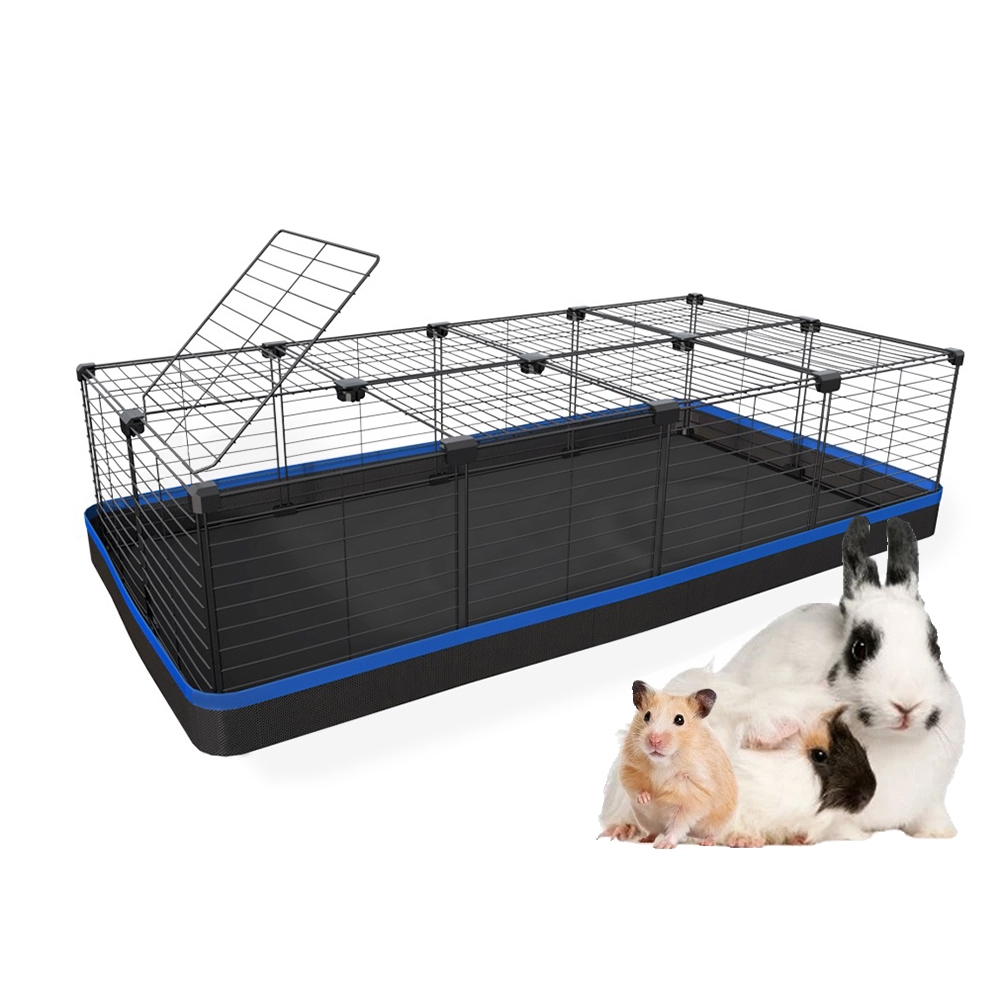 Cercado para Porquinho da Índia Coelho Hamster 60x120cm Tela 2,5cm com Teto Bandeja Tapete Higiênico