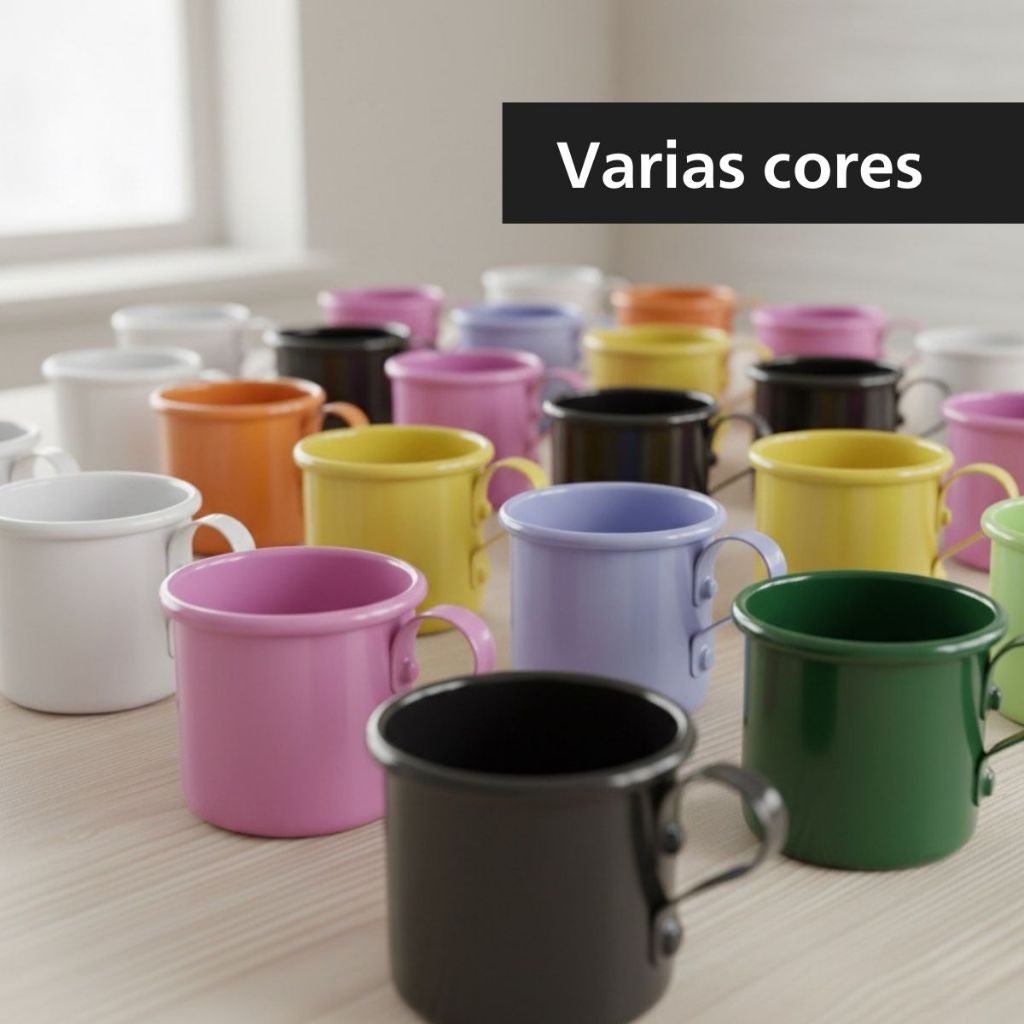 Canequinha 12 Unidades Café Chá Alumínio 90 ml Colorida Decoração