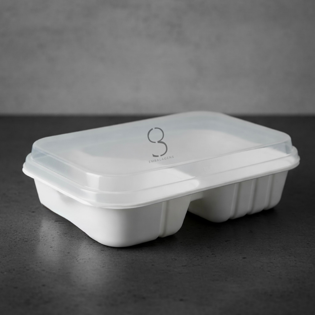 Marmita P Alimento Delivery Refeição 2 Divisórias 950ml 100u