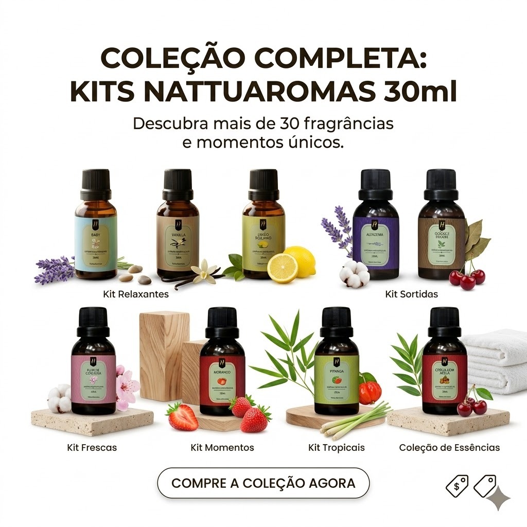 Kit 5 Essências 30ml Nattuaromas Hidrossolúvel Para Umidificador e Difusor - Escolha Seu Kit em Oferta na Shopee