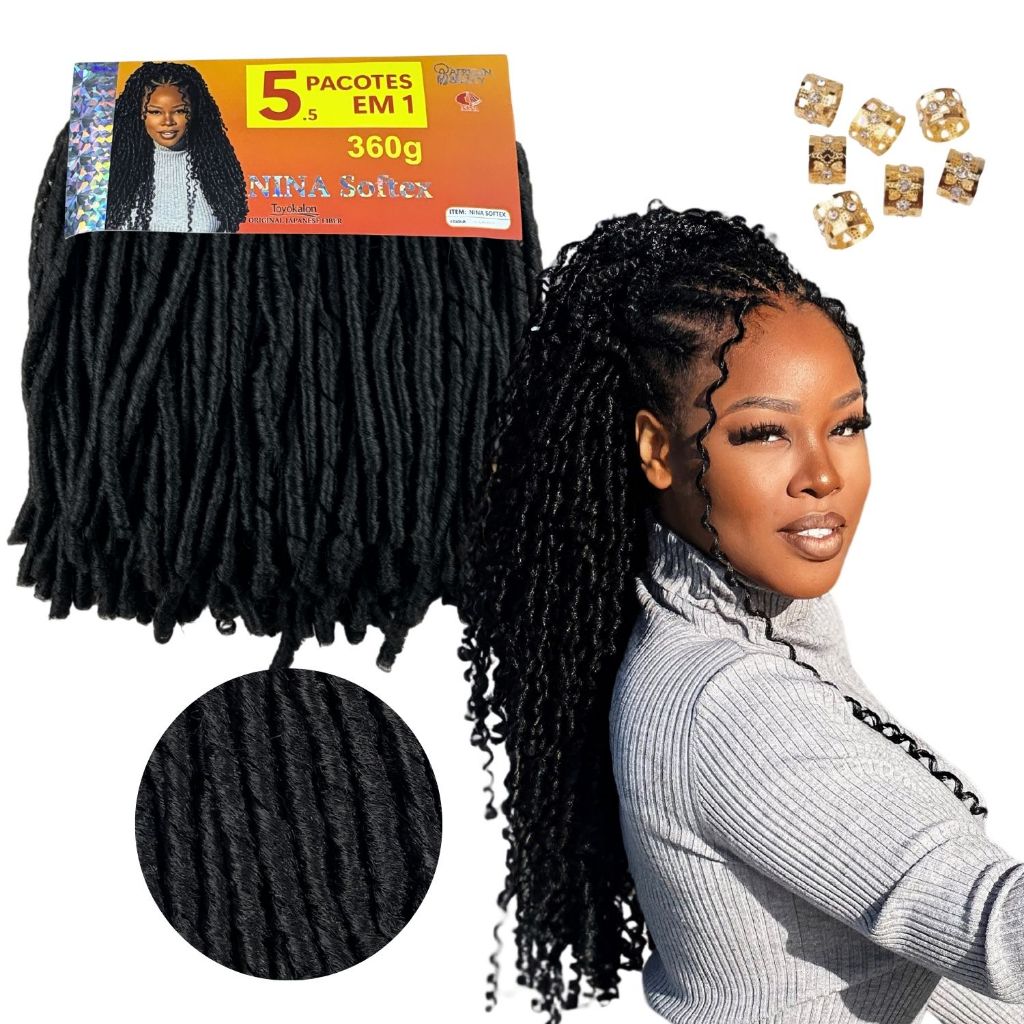 Cabelo Nina Softex Pacotão 5x1 Cacheado Crochet Braid Fibra Japonesa Kanekalon African Beauty