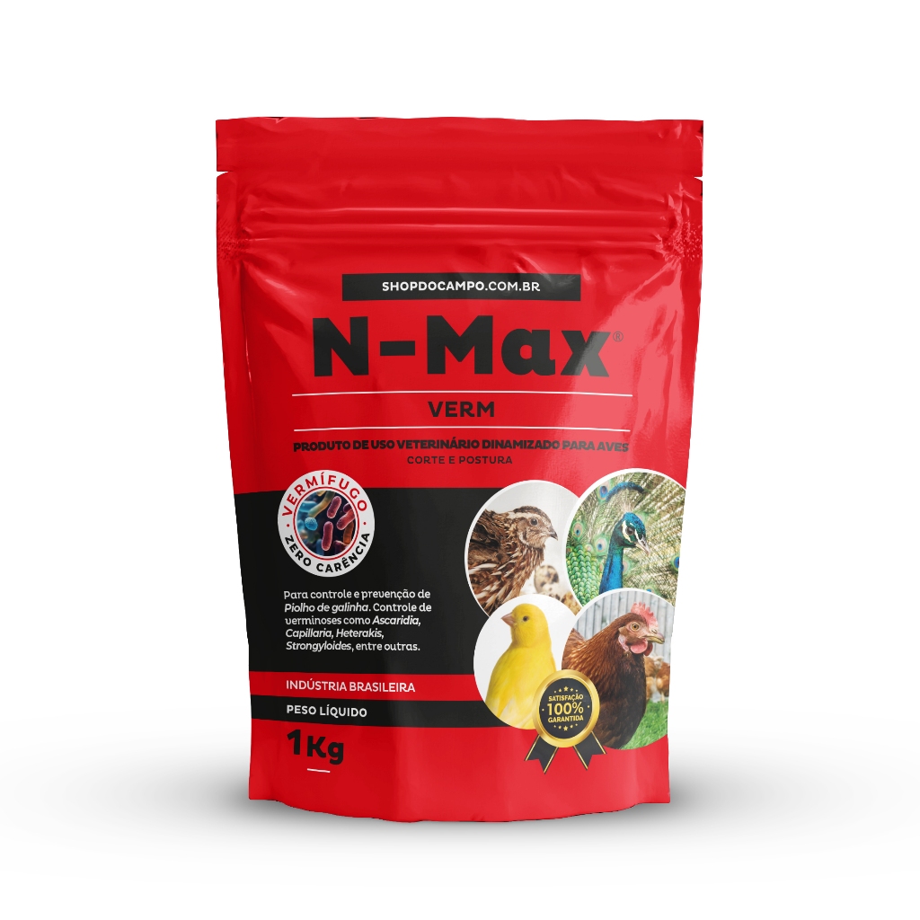 Vermifugo De Aves Orgânico 1 Kg Para 500 Kg De Ração N-Max Verm