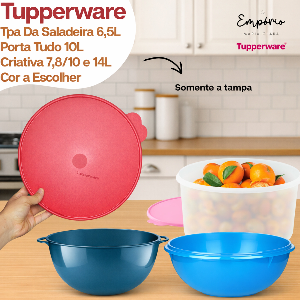 Tampa Da Criativa 7,8/10/14L e Saladeira 6,5L e Porta Tudo 10L