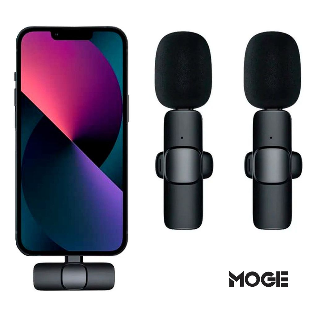 Kit 2 Microfones Sem Fio Lightning MC812 | Lapela Duplo | 2.4GHz | iPhone