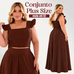 Conjunto Feminino Plus Size Premium | Marrom Sofisticado | Modelagem Impecável