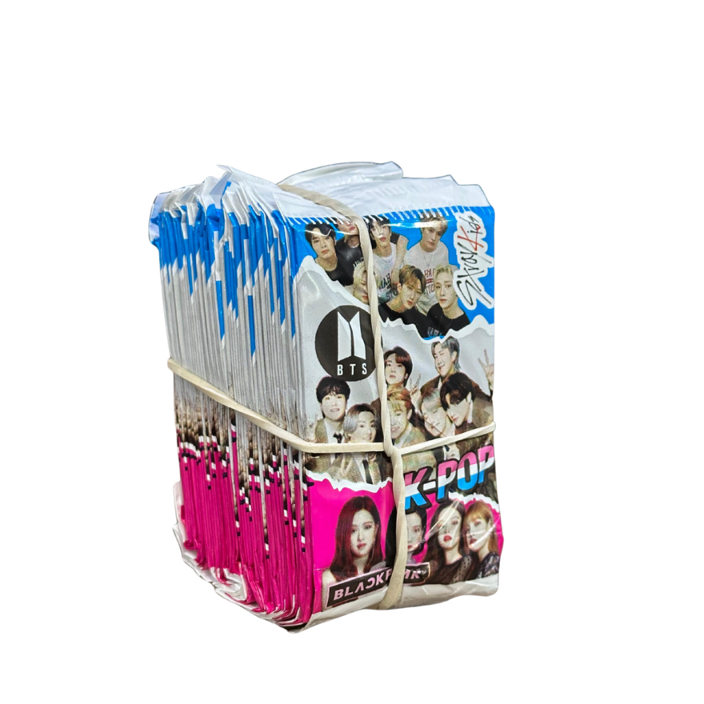 Kit 200 Cards BTS Black Pink Kpop 50 Pacotinhos Fechados Para Bater Bafo Trocar Cartas