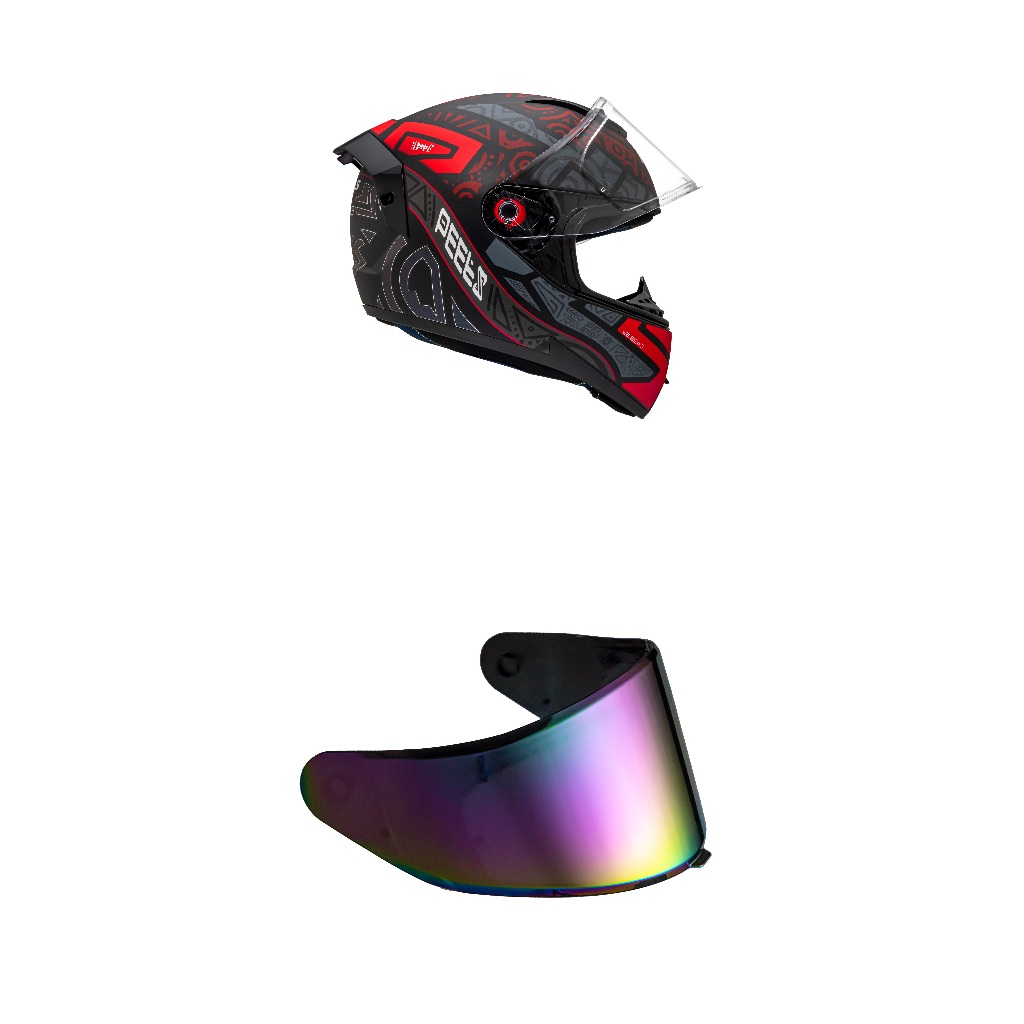 Capacete Moto Fechado Marca Peels - Icon Ekko Preto Fosco c/ Marsala Sem Óculos Interno + Viseira Camaleão Extra