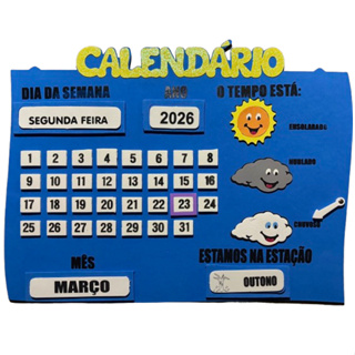 Painel Calendário Grande Educativo Para Sala de Aula 2026 2027 Professor Volta às Aulas Decoração 73x55 cm em Eva em Oferta na Shopee
