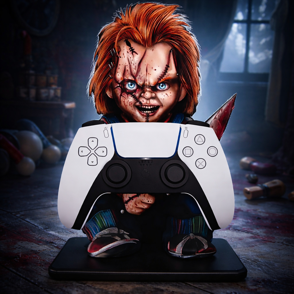 Kit 3 Suporte Controles PS5 PS4 Xbox Chucky, Fortnite e Capitão América Personalizado MDF