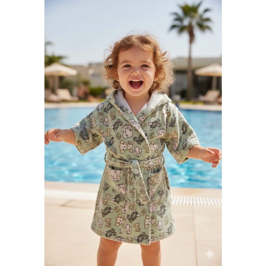 Roupão Infantil Atoalhado Safari com Capuz – Baby ao Juvenil Super Macio