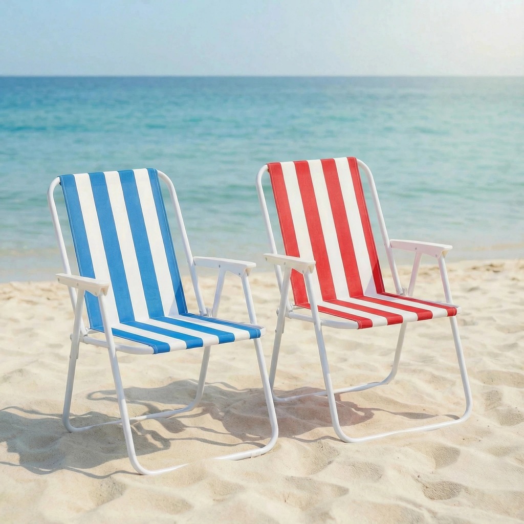 Alta qualidade Kit 2 Cadeira de Praia Varanda Alta em cadeira dobrável de acampamento Aço 110 kg