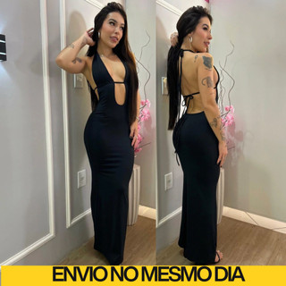 Vestido Longo Com Decote Na Frente Tendencia Frente Unica Moda Gringa Moda Blogueira Verao Costas Nua Amarração