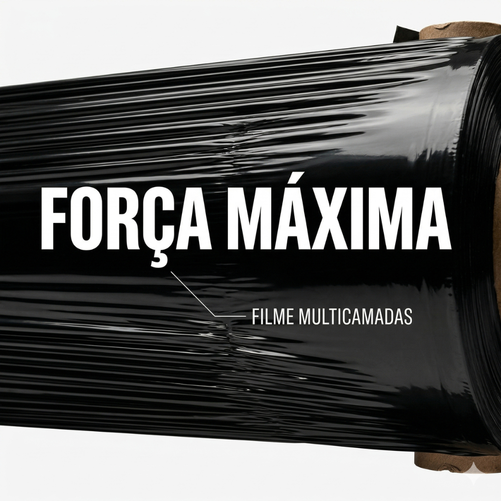 Bobina Filme Strech Plástico - Rolo Preto 50cm 2KG - 0 Transparente p/ Envios Shopee, Mercado Livre, Tiktok, Ecommerce
